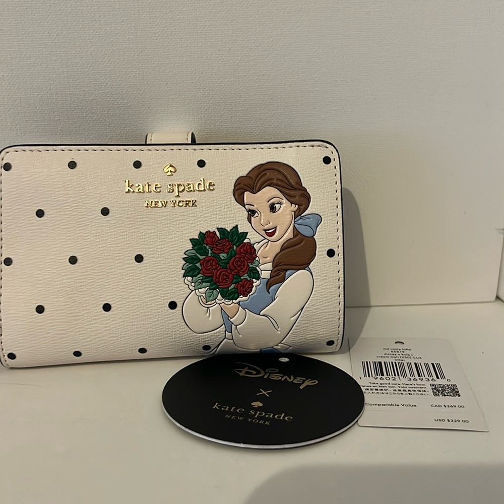 Kate Spade Beauty and the Beast Belle polka dot wallet